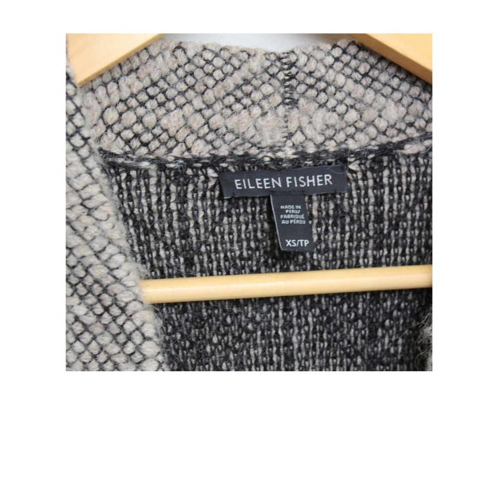 Eileen Fisher Womens Baby Alpaca Pebbled Chevron Open Cardigan‎ Size XS - Picture 3 of 7